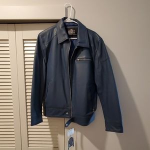 Blue leather jacket
